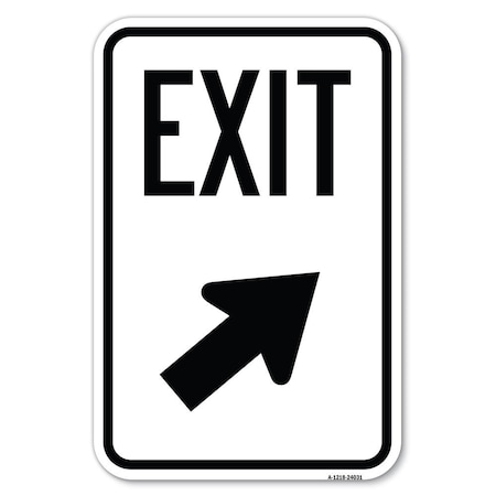 Signmission Exit Sign Exit with Right Arrow Heavy-Gauge Aluminum Sign, 12" H, 18" L, A-1218-24031 A-1218-24031